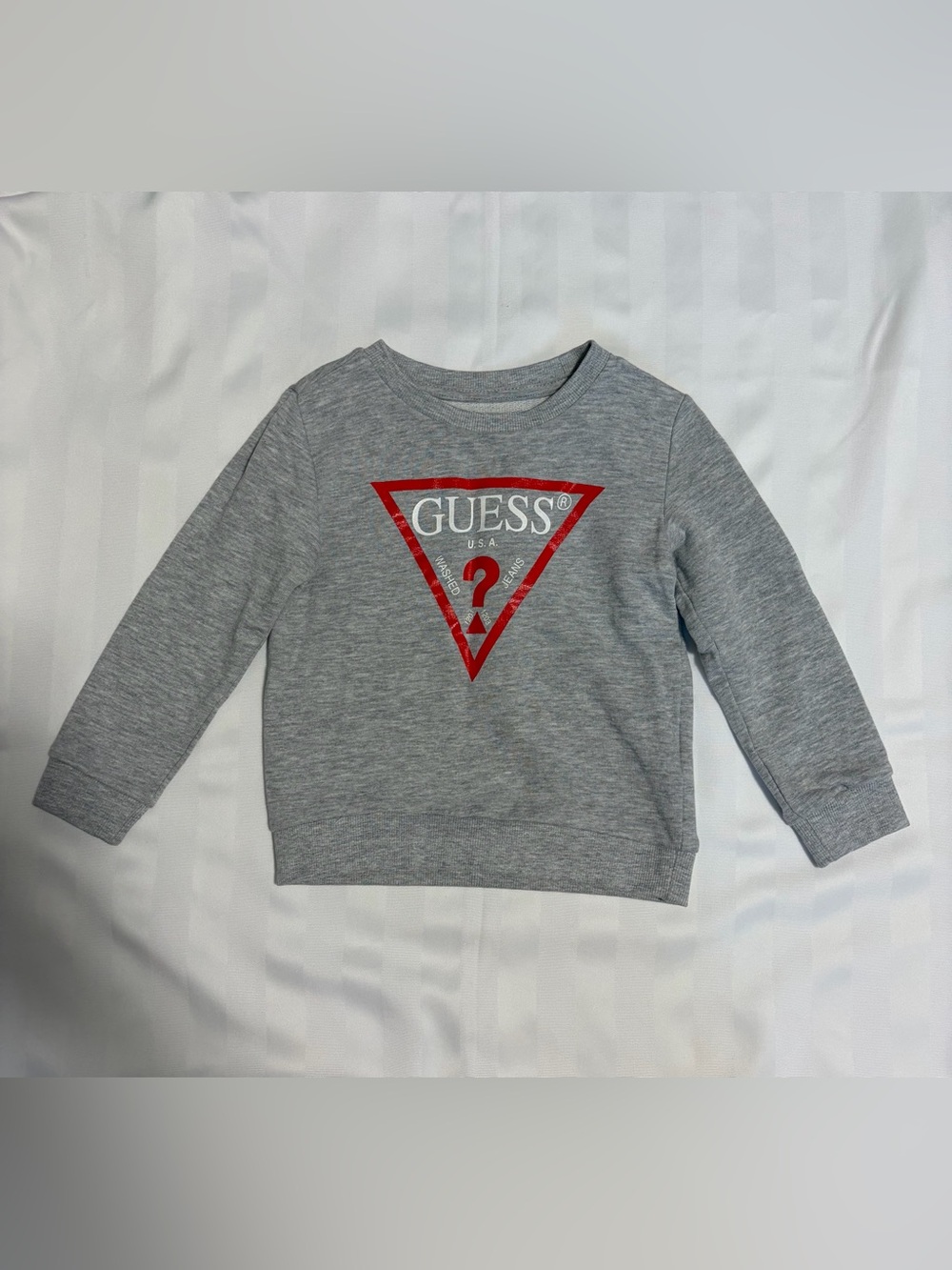 GUESS Gray Sweatshirt with Red Triangle Logo